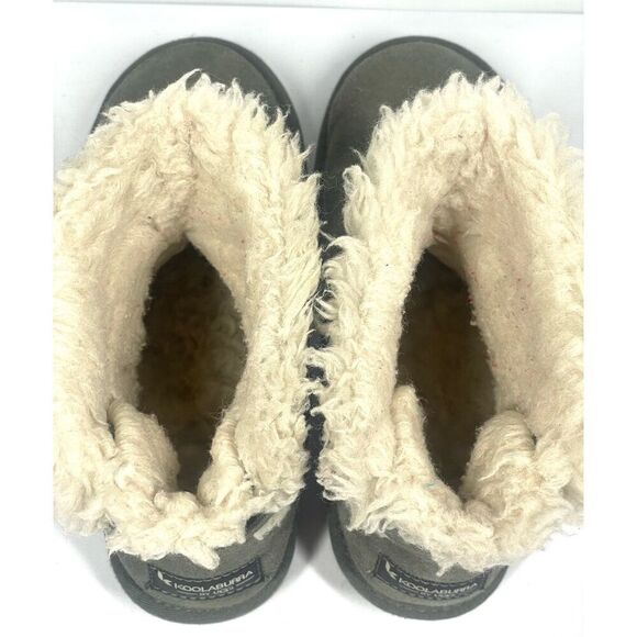 UGG Koolaburra Grey Suede Shearling Fur Lined Bootie Boots Women Size 5 - Picture 6 of 8